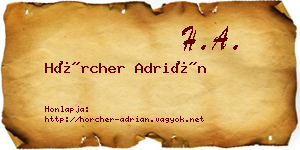 Hörcher Adrián névjegykártya
